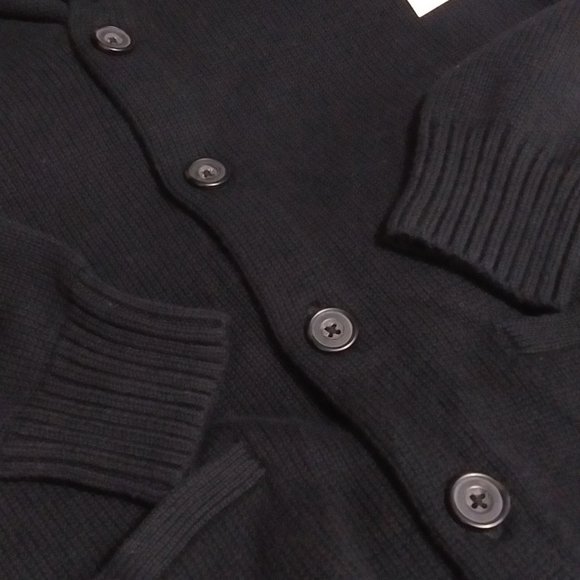 GoodThreads Men's Shawl Collar Button Down Cardigan Black XS 100% Cotton NWT - Picture 8 of 12